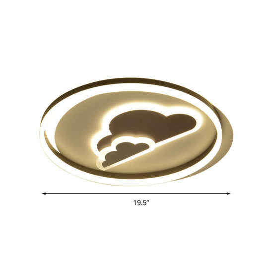 Modern Cloud-Themed Flush Led Ceiling Light In White For Baby Room