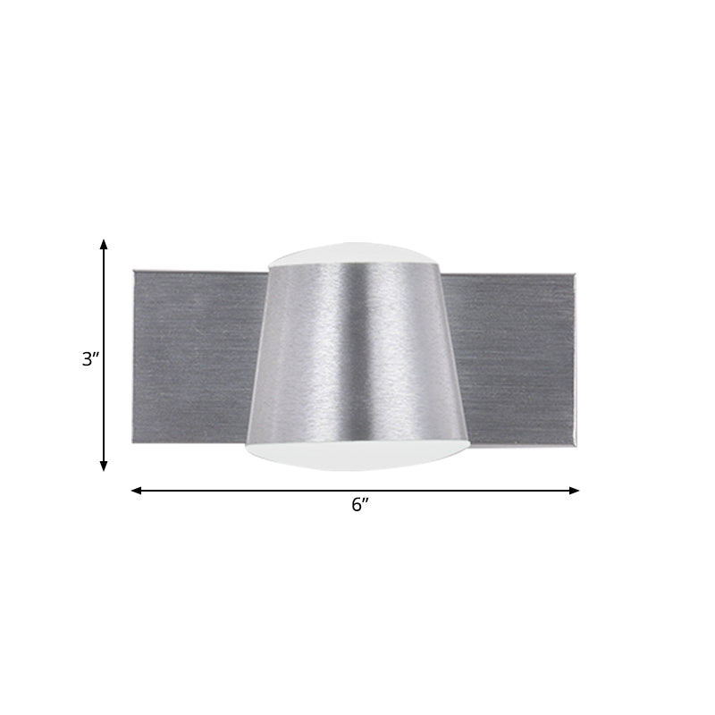 Simple Silver Wall Sconce With Tapered Design And Warm/White Light - 1/2/3 Heads