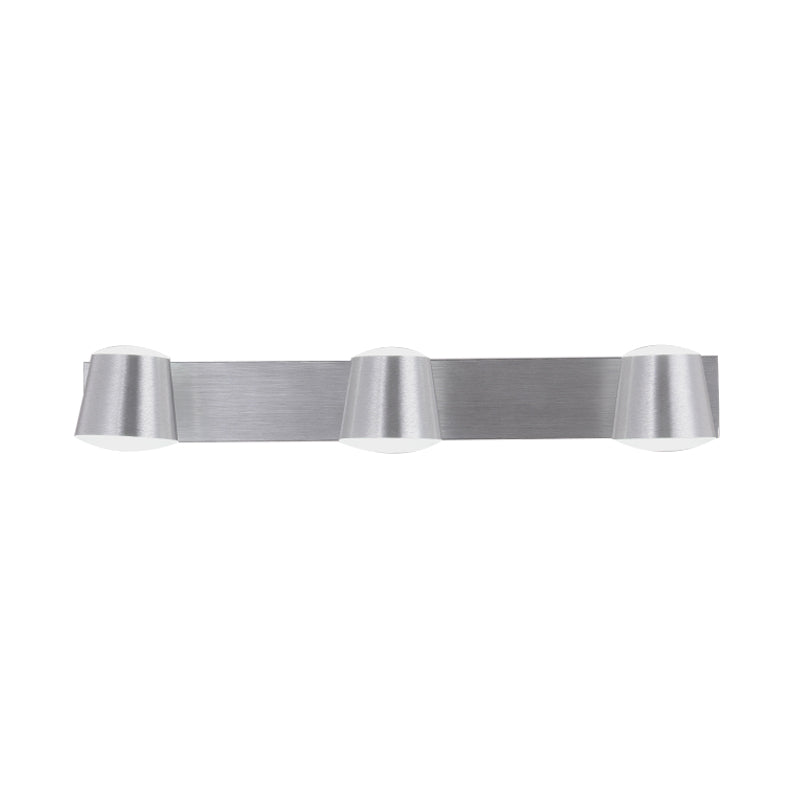 Simple Silver Wall Sconce With Tapered Design And Warm/White Light - 1/2/3 Heads