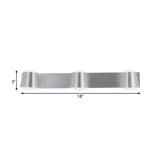 Simple Silver Wall Sconce With Tapered Design And Warm/White Light - 1/2/3 Heads