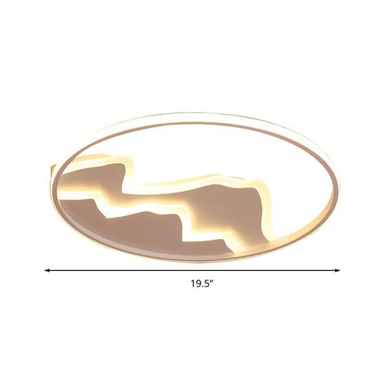 Modern Led Flushmount Ceiling Light In White - Acrylic Mountain Design For Living Room Or Hallway