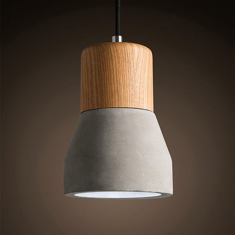 Nordic Cement & Wood Kitchen Pendant Light With Bottle Design