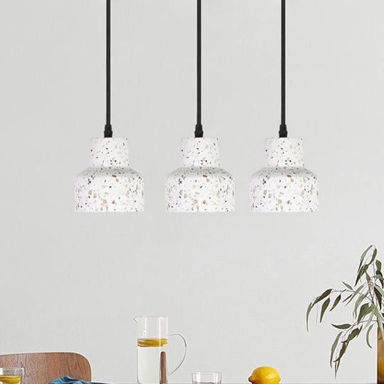 Nordic Hanging Pendant Light With Terrazzo Shade - White Disc/Cone/Cylinder Suspension Lighting / B