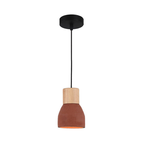 Small Nordic Cement Pendant Light With 1 Head And Wood Socket In Black/Red/Green