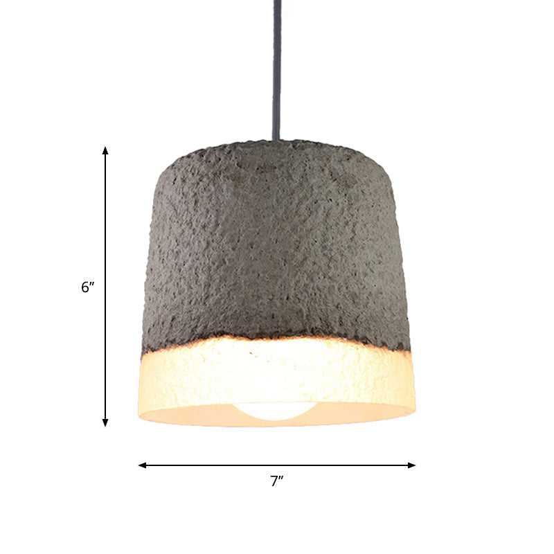 Nordic Grey Dome/Cone/Barn Shaped Hanging Light For Kitchen Bar Ceiling - 1 Head Pendant