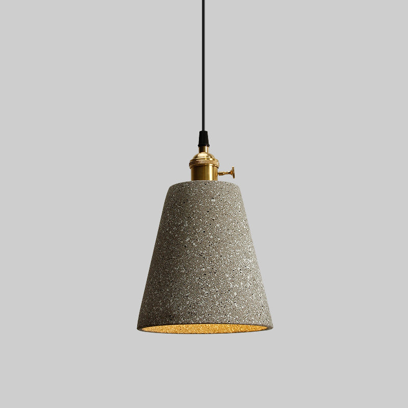 Nordic Black/Grey Pendant Hanging Light With Cement Shade And Rotary Switch - Single Bedside Drop