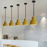 Terrazzo Hanging Lamp: Black/Red/Pink Nordic Pendant Light For Dining Table - Single Bulb Down