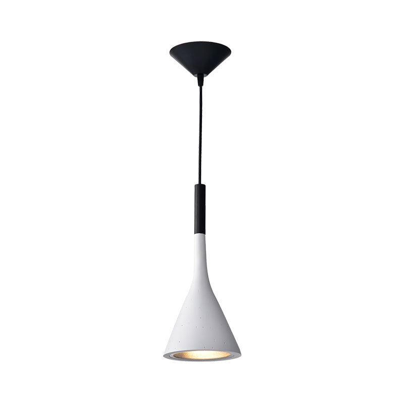 Minimalist Funnel Pendant Cement Light Fixture In Red/Black/White - Ideal For Bedside