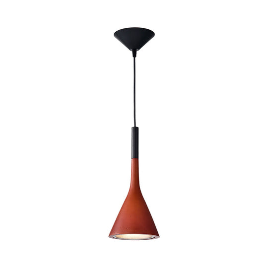 Minimalist Funnel Pendant Cement Light Fixture In Red/Black/White - Ideal For Bedside