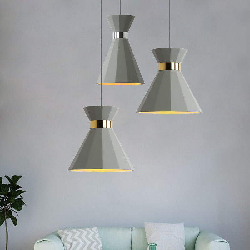 8.5’/10.5’ Nordic Grey Cement Suspension Light - Head Hourglass Ceiling Pendant For Dining Room