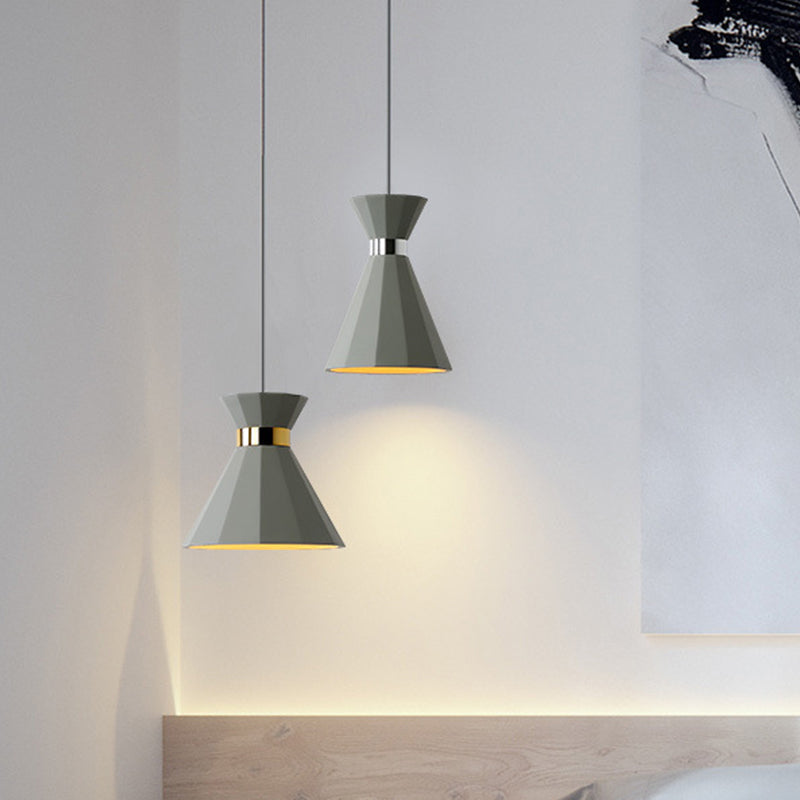 8.5’/10.5’ Nordic Grey Cement Suspension Light - Head Hourglass Ceiling Pendant For Dining Room