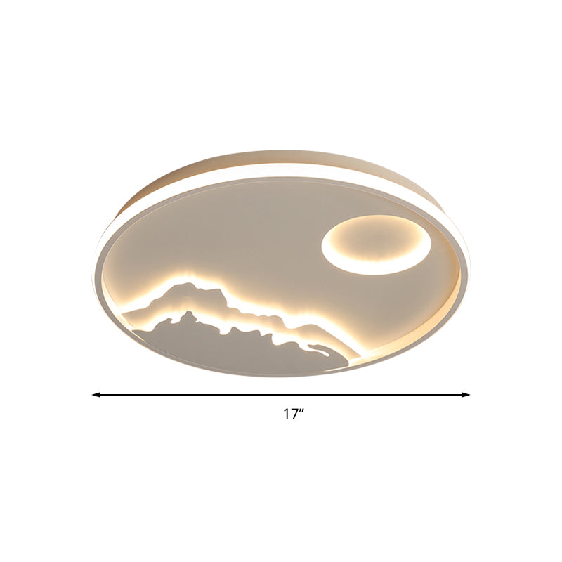 Sun Mountain View Acrylic Ceiling Lamp - Contemporary Led Light In White For Bathroom