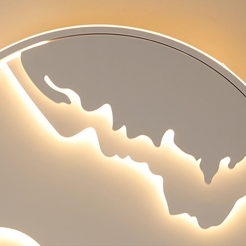 Sun Mountain View Acrylic Ceiling Lamp - Contemporary Led Light In White For Bathroom