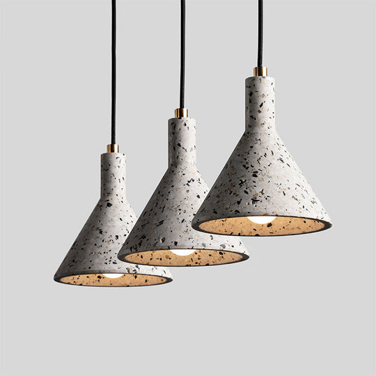 Conical Terrazzo Pendant Light - Nordic Hanging Lamp Kit With Black/White Design Ideal For Table