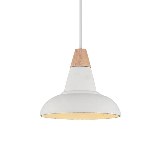 Nordic Cement 1-Head Pendant Light With Carved Interior – Barn Kitchen Bar Grey/White/Beige