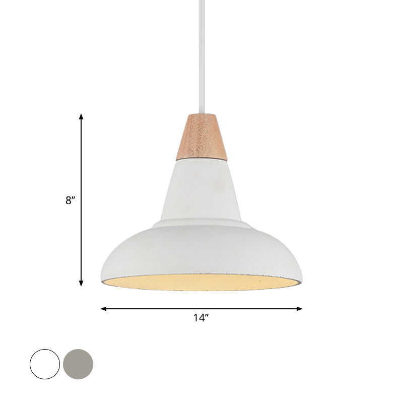 Nordic Cement 1-Head Pendant Light With Carved Interior – Barn Kitchen Bar Grey/White/Beige