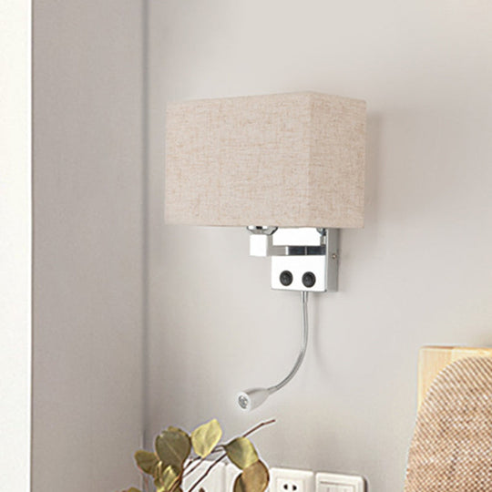 Modern Fabric Rectangle Spotlight Wall Lamp - Nordic Style 1-Light Black/Flaxen/Beige Mounted