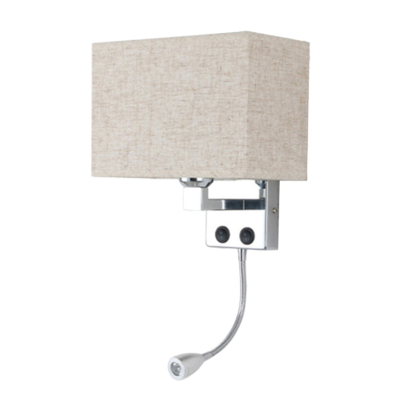Modern Fabric Rectangle Spotlight Wall Lamp - Nordic Style 1-Light Black/Flaxen/Beige Mounted