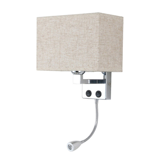 Modern Fabric Rectangle Spotlight Wall Lamp - Nordic Style 1-Light Black/Flaxen/Beige Mounted