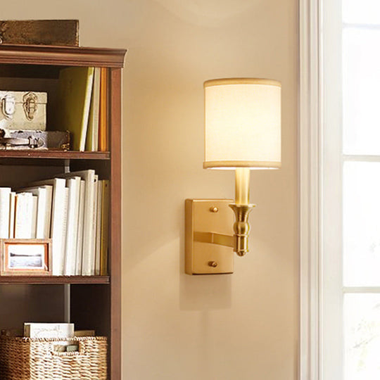 Gold Fabric Wall Light Kit - Simplicity 1-Light Bedroom Mount