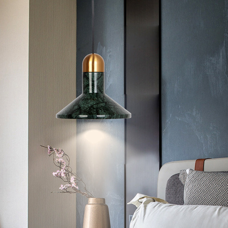 Led Marble Pendant Light Kit In Designer Black/White/Green For Living Room