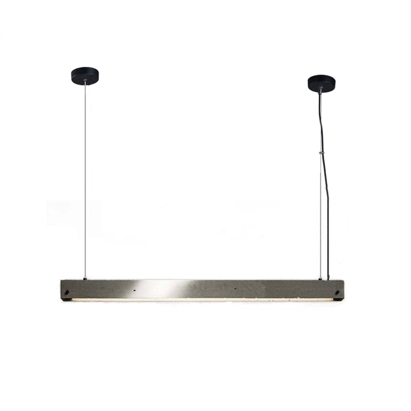 Modern Grey Linear Pendant Light - Simplicity Cement 1 Head Hanging Lamp For Dining Room Ceiling
