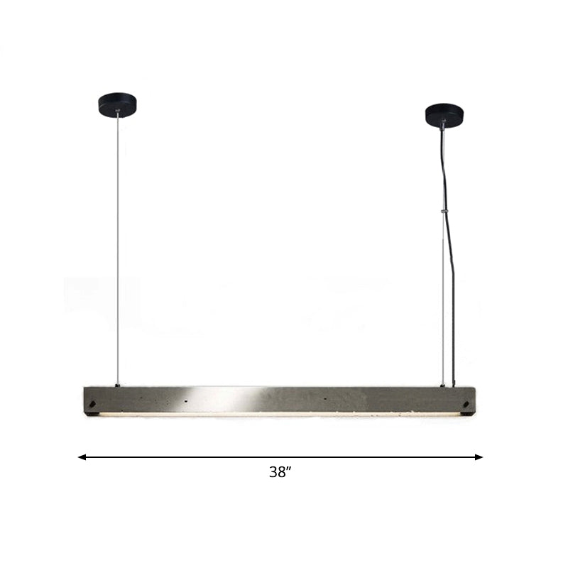 Modern Grey Linear Pendant Light - Simplicity Cement 1 Head Hanging Lamp For Dining Room Ceiling