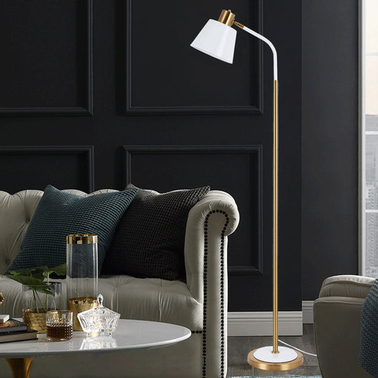 Conic Rotatable Reading Floor Light - Nordic Metal Lamp In Black/White Brass Finish
