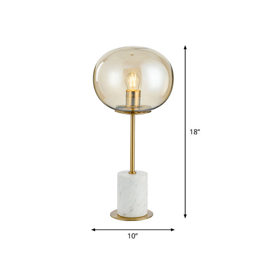 Raffaella - Oval Glass Night Light With Brass And White Table Lighting