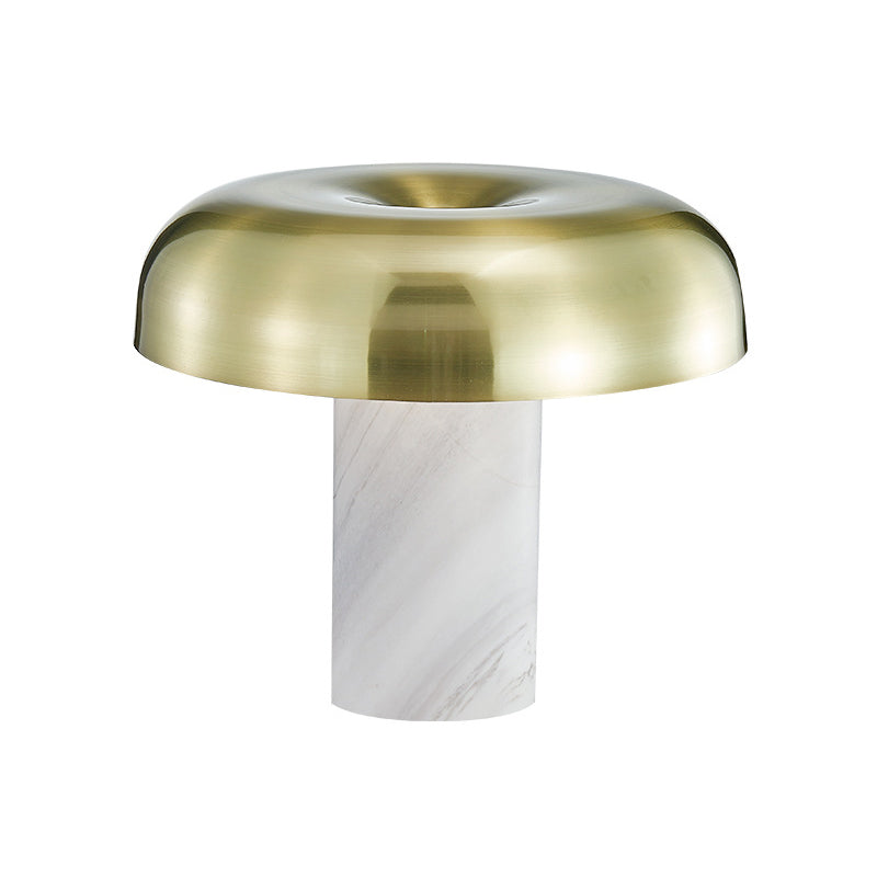 Olive - Lampe de table minimaliste en forme de champignon Lampe de nuit minimaliste en marbre à 1 lumière avec finition blanche et bronze
