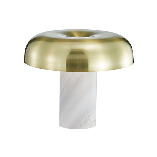 Olive - Lampe de table minimaliste en forme de champignon Lampe de nuit minimaliste en marbre à 1 lumière avec finition blanche et bronze