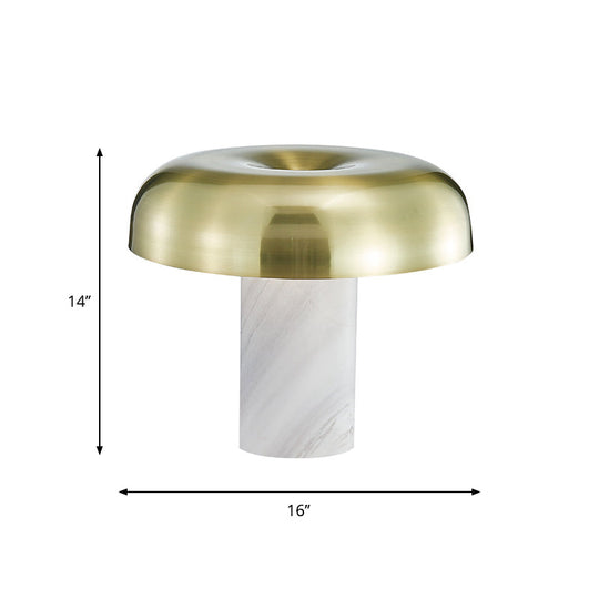 Olive - Lampe de table minimaliste en forme de champignon Lampe de nuit minimaliste en marbre à 1 lumière avec finition blanche et bronze
