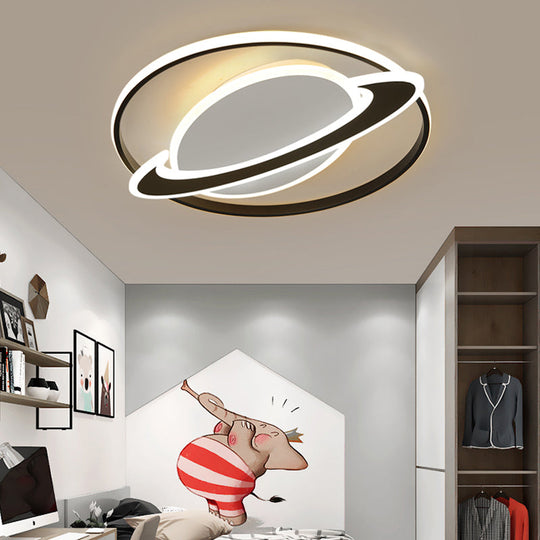 Creative Acrylic Led Flush Mount Ceiling Light For Boys’ Bedroom Black / 16.5’ Warm