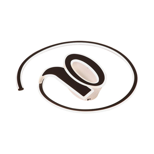 Modern Black Acrylic Led Ceiling Lamp - Number Shaped Flush Light For Kindergarten