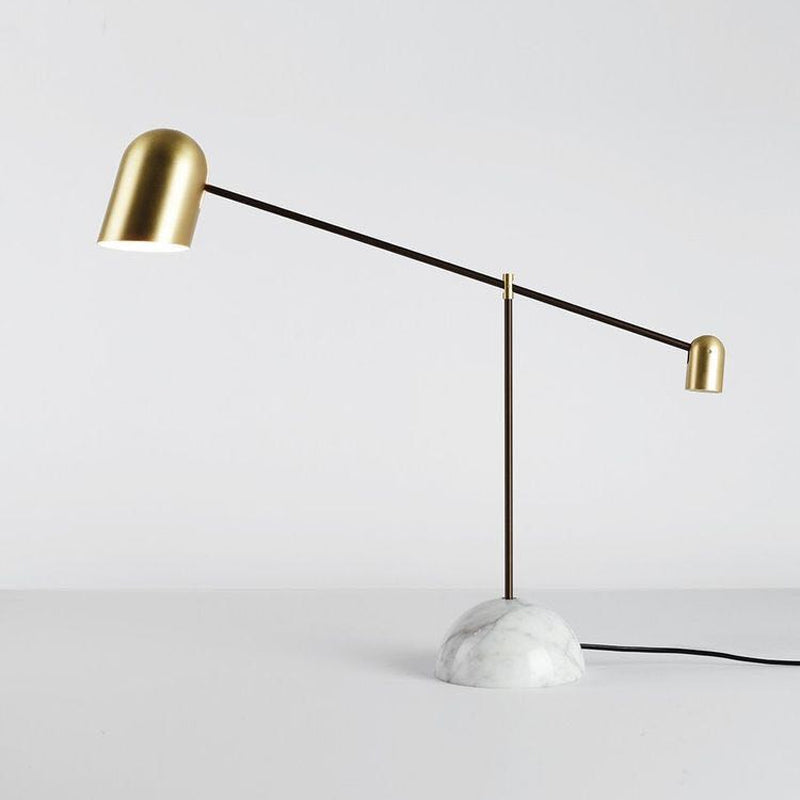 Chiara - Brass Dome Night Table Light Post-Modern 1 Head Metal Nightstand Lamp With White Marble