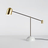 Post-Modern Brass Dome Night Table Light With Marble Base