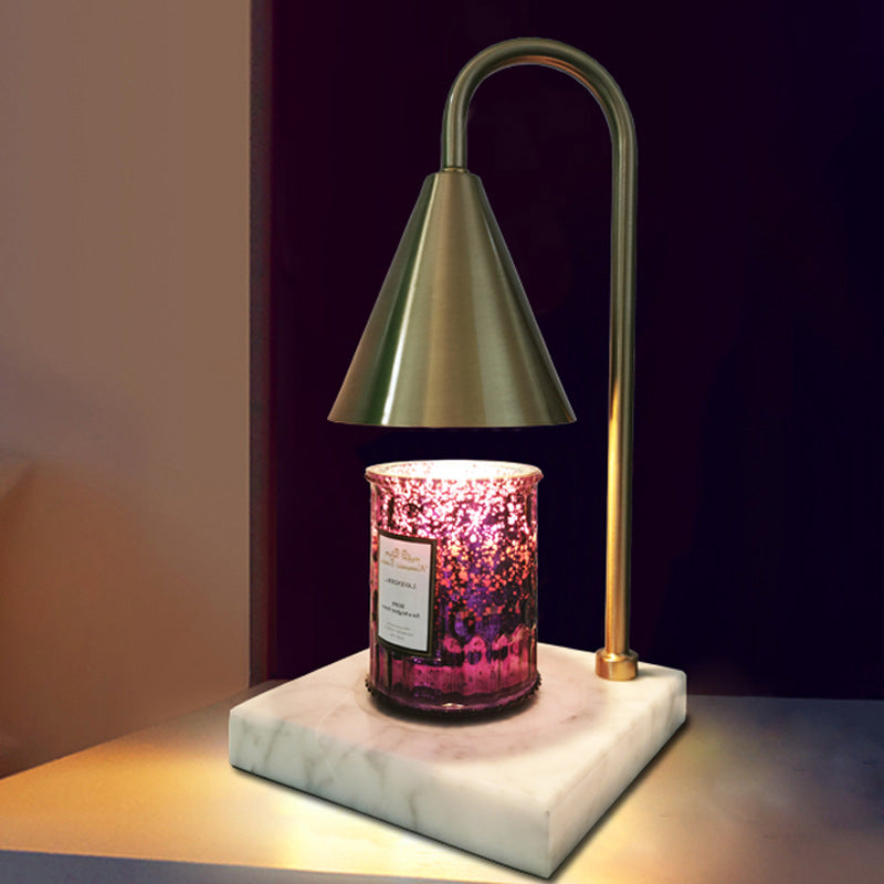 Léa - Mid-Century Cone Night Lamp: Sleek Metal Gooseneck Table Lighting With