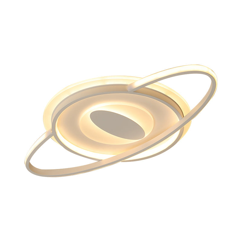 Contemporary Led Ceiling Mount Light With Acrylic Panel - Planet Slim Design White Ideal For Girls