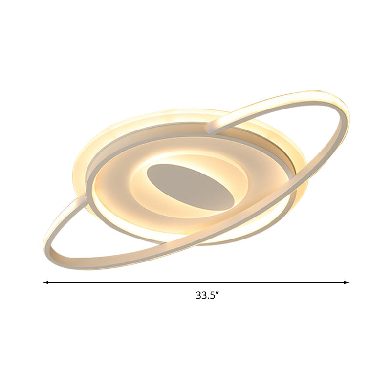 Contemporary Led Ceiling Mount Light With Acrylic Panel - Planet Slim Design White Ideal For Girls