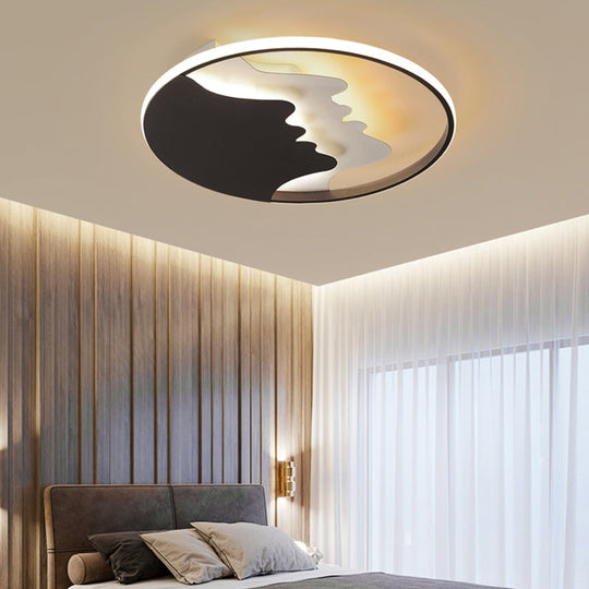 Black Acrylic Led Flush Mount Ceiling Light Bedroom Mountain Peak Design