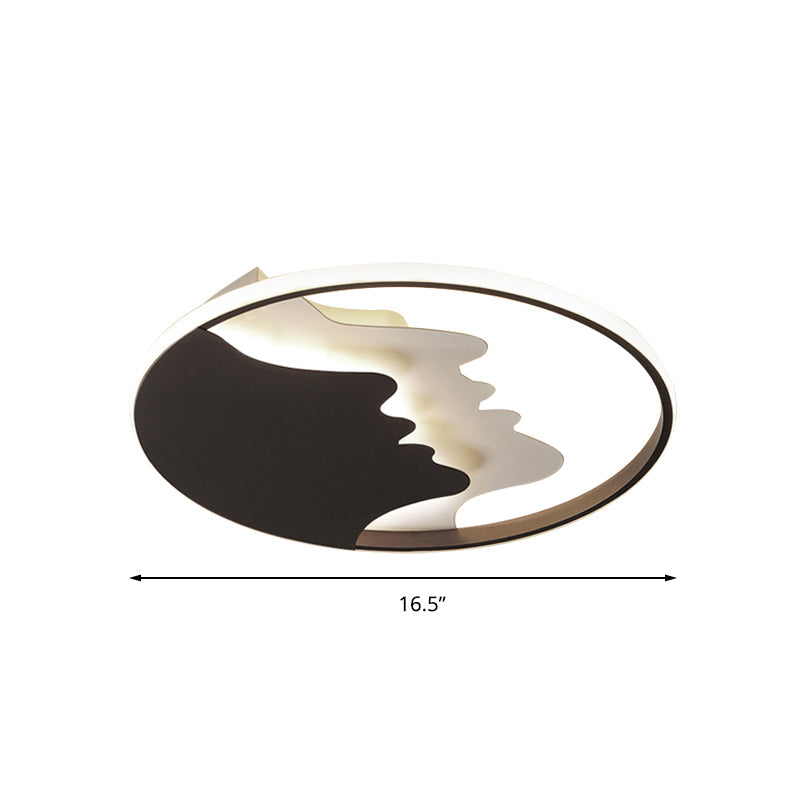 Black Acrylic Led Flush Mount Ceiling Light Bedroom Mountain Peak Design