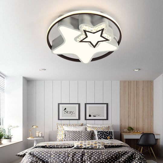 Modern Led Acrylic Star Flushmount Ceiling Light - White Flush Mount For Bedrooms