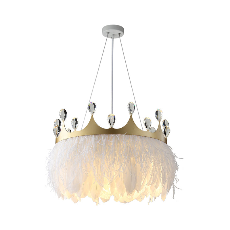Nordic Pendant Light Kit - Single Bedroom Suspension Lighting In White With Tree Crown And Floral