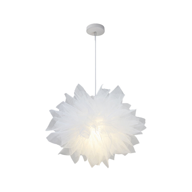 Nordic Pendant Light Kit - Single Bedroom Suspension Lighting In White With Tree Crown And Floral