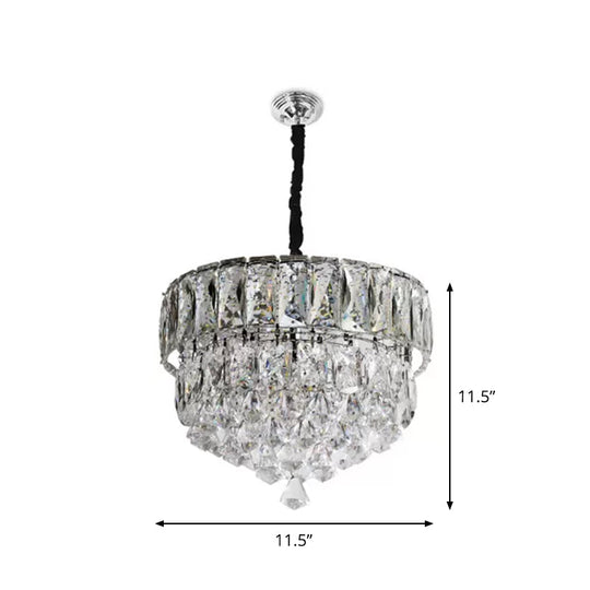 Modern Stainless Steel Crystal Led Pendant Light - Beveled Cut Round/Square Tiers