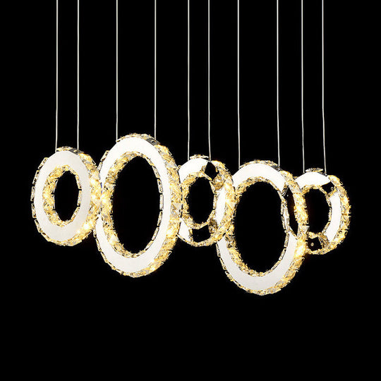 Modern Silver Crystal Pendant Light For Dining Room- 3/5 Lights