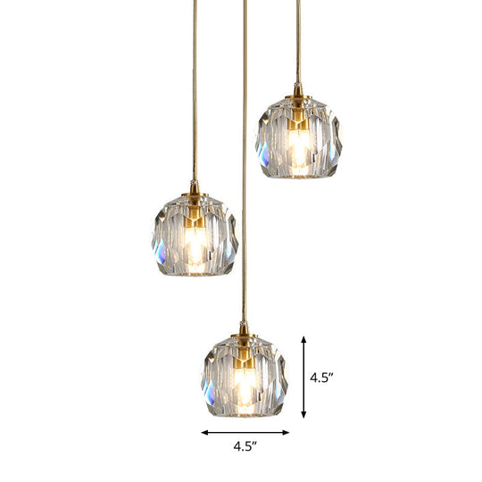 Stunning K9 Crystal Cluster Ball Pendant - Modern 3/6/10-Bulb Brass Ceiling Hang Light For Living