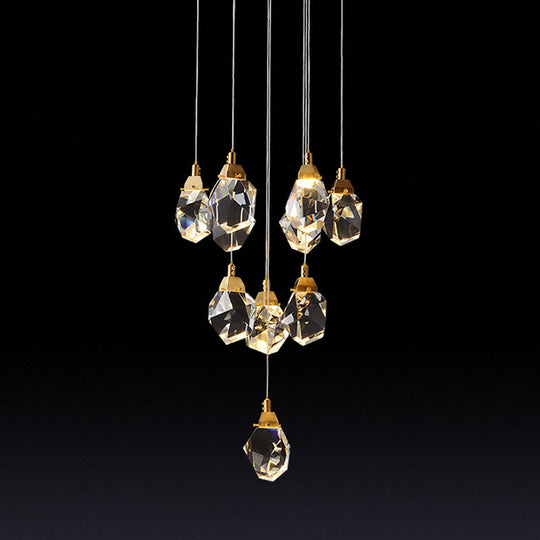 Modern Crystal Raindrop Pendant Light In Brass For Dining Room - Available 3 5 Or 24-Light Options