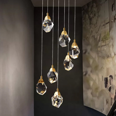Modern Crystal Raindrop Hanging Lamp: Brass 3/5/24-Light Pendant Light For Dining Room 7 /