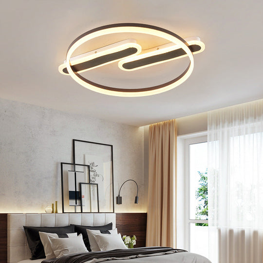 Modern Black Circle Flush Mount Led Ceiling Lamp For Child’s Bedroom